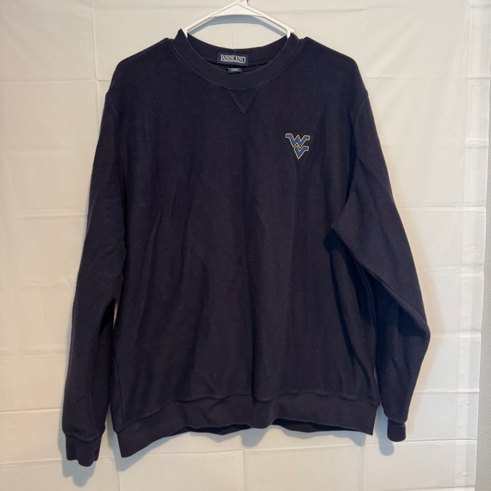Lands' End WVU Mountaineers‎ Navy Blue Sweatshirt Crew Neck Mens XL